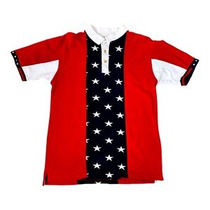 Vintage RedHead Mens Polo Shirt American Flag Cotton Blend Patriotic